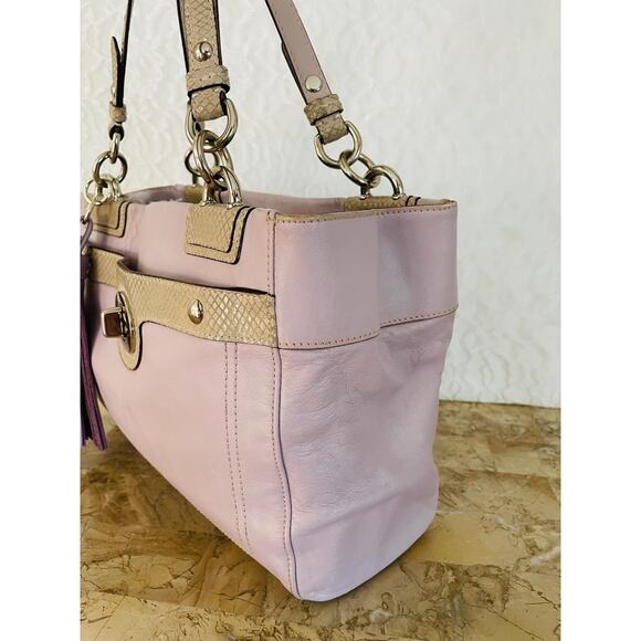 Vtg COACH Penelope lilac exotic/soft leather Satchel Bag carryall F16531 - Picture 5 of 10